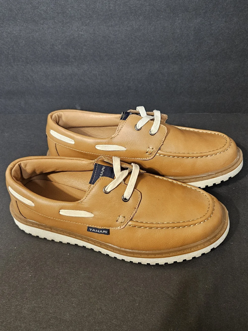 Tahari  Youth  Tan Leather Boat Shoes